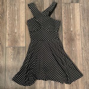 Black skater dress with white hearts